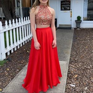 Sherri Hill Two Piece Red Dress